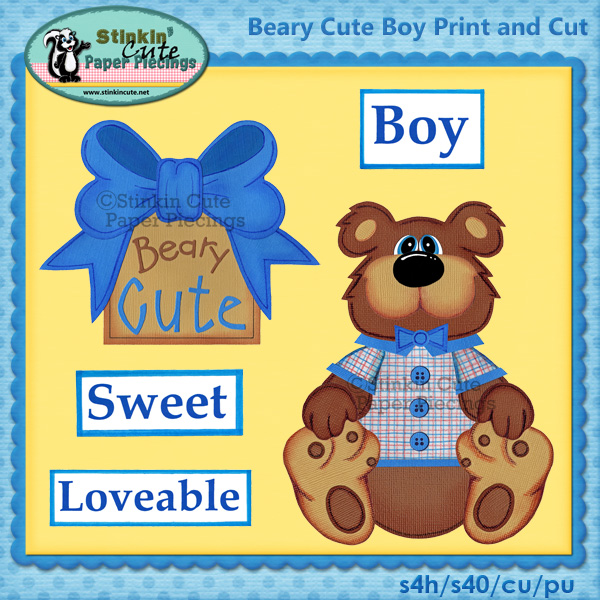 Beary Cute Boy Print & Cut