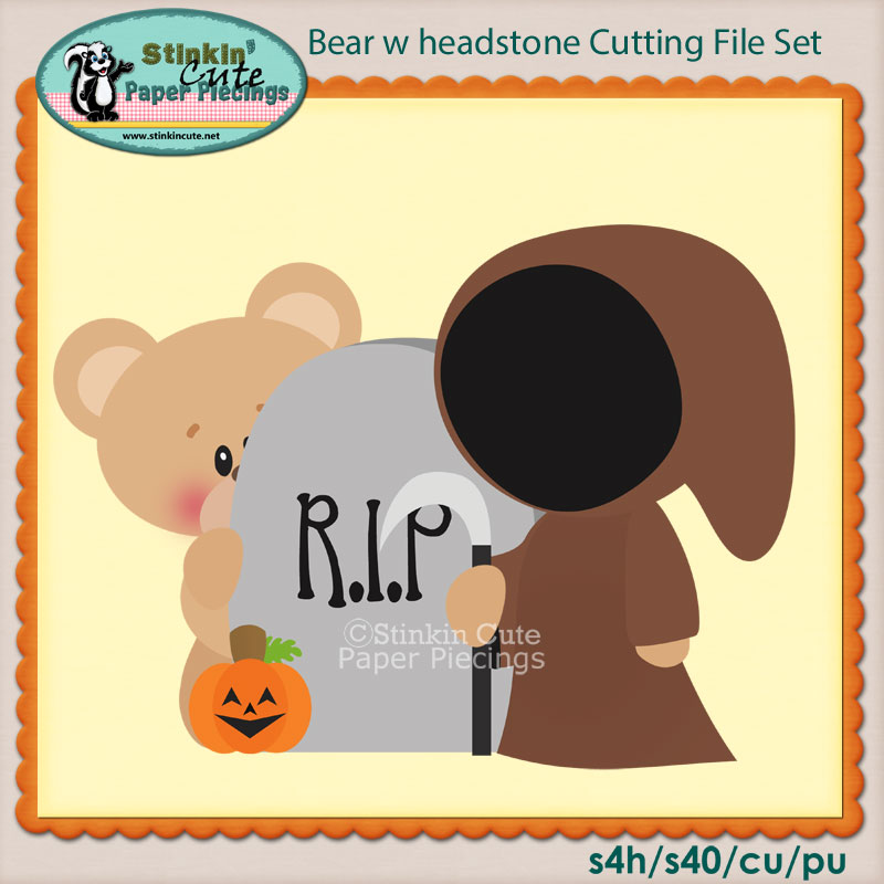 Bear w headstone Cutting File Set