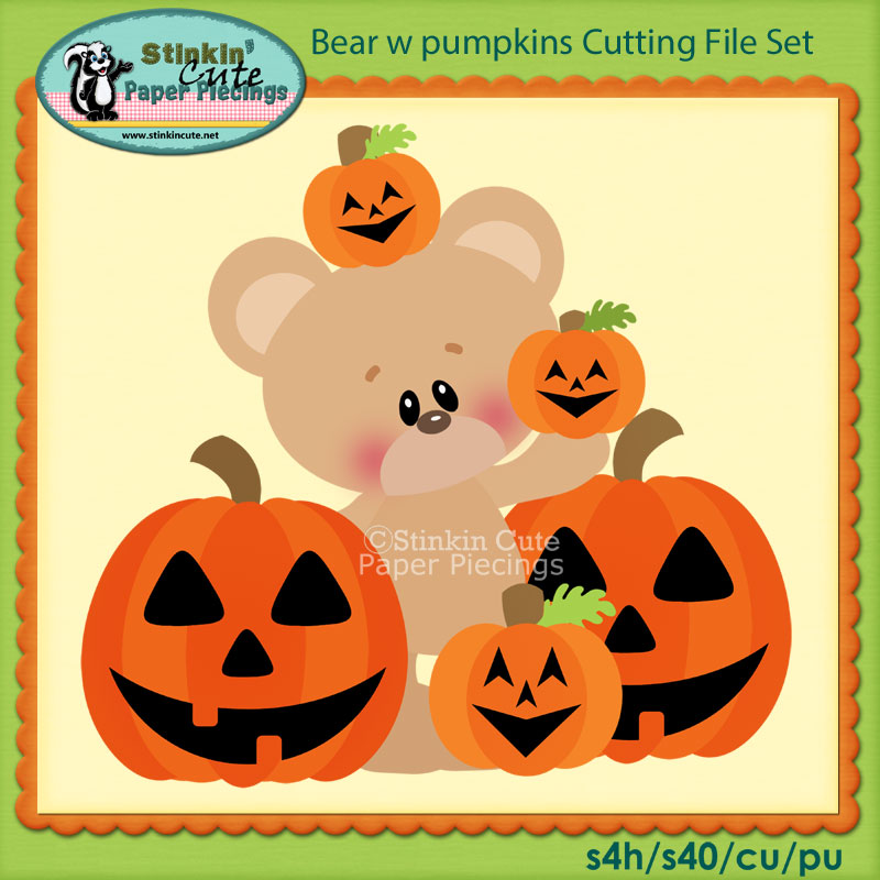 Bear w pumpkins Cutting File Set