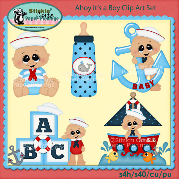 Ahoy It's a Boy Clip Art Set