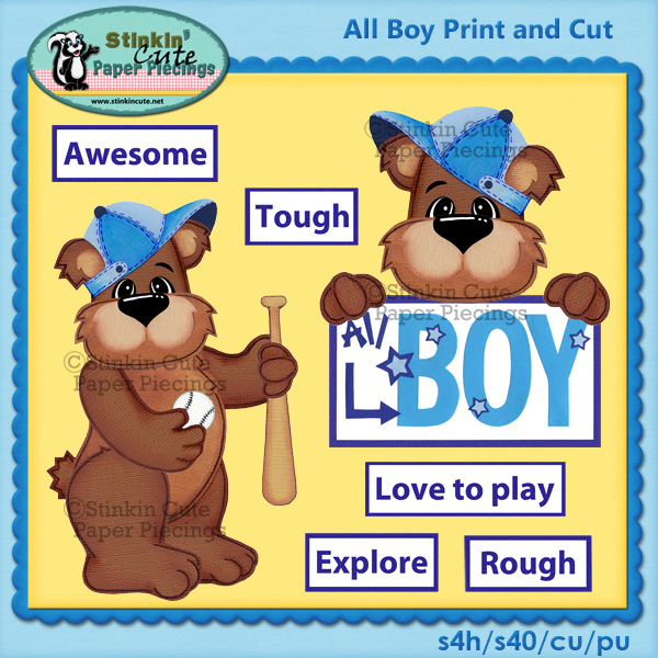 All boy bear Print & Cut