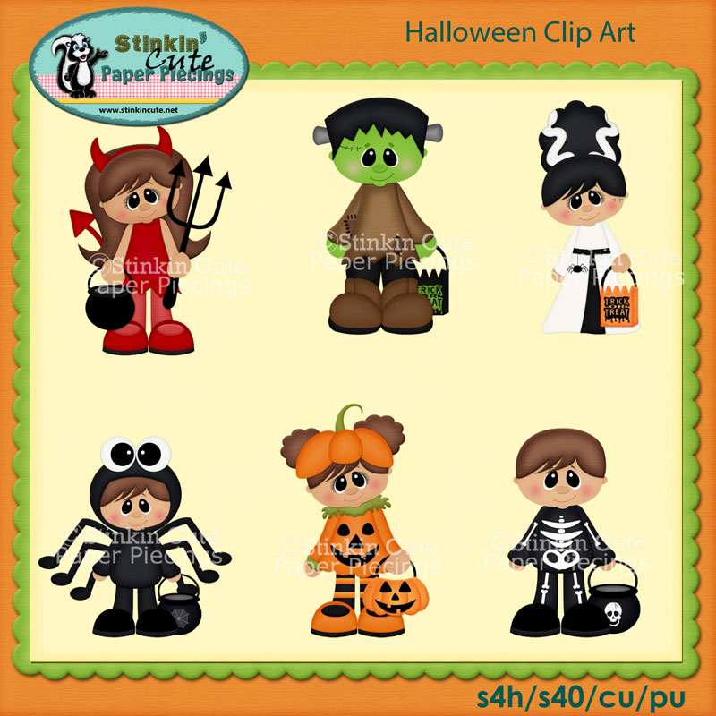 Halloween kids dress up Clip Art Set