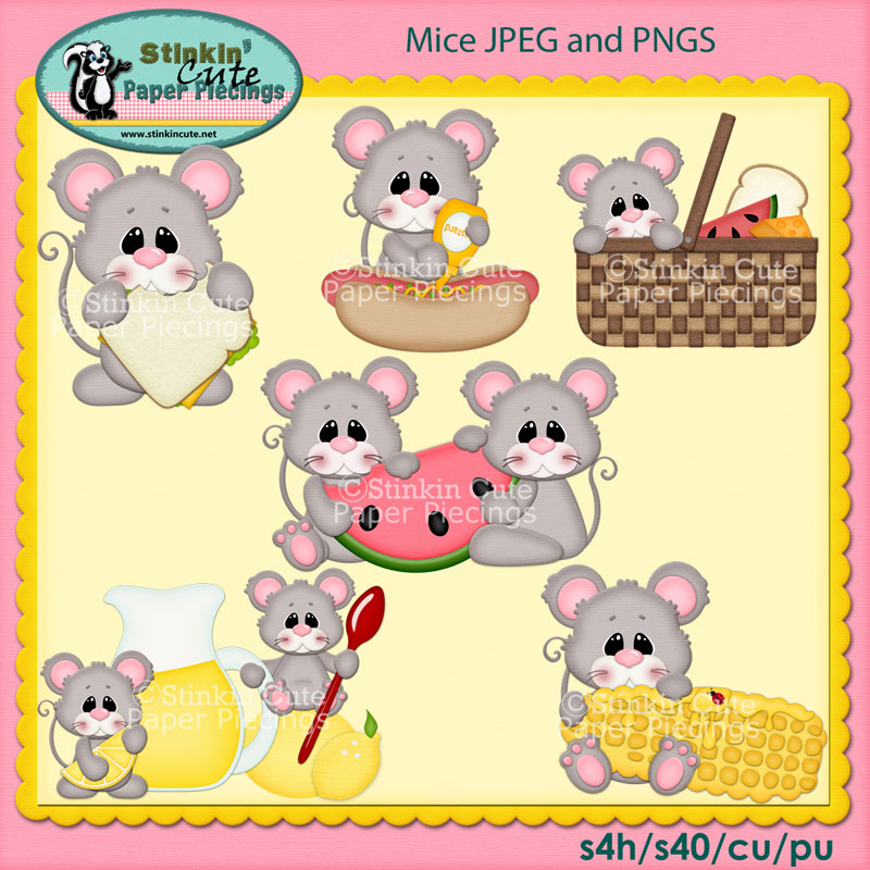 Picnic Mice Clip Art Set