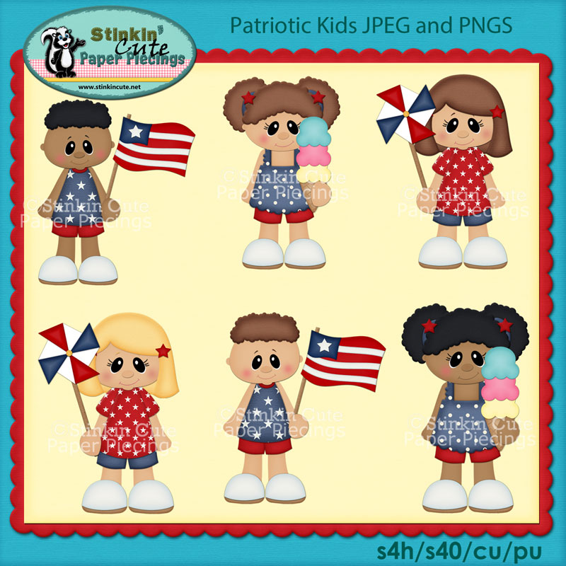 Patriotic Kids Clip Art Set