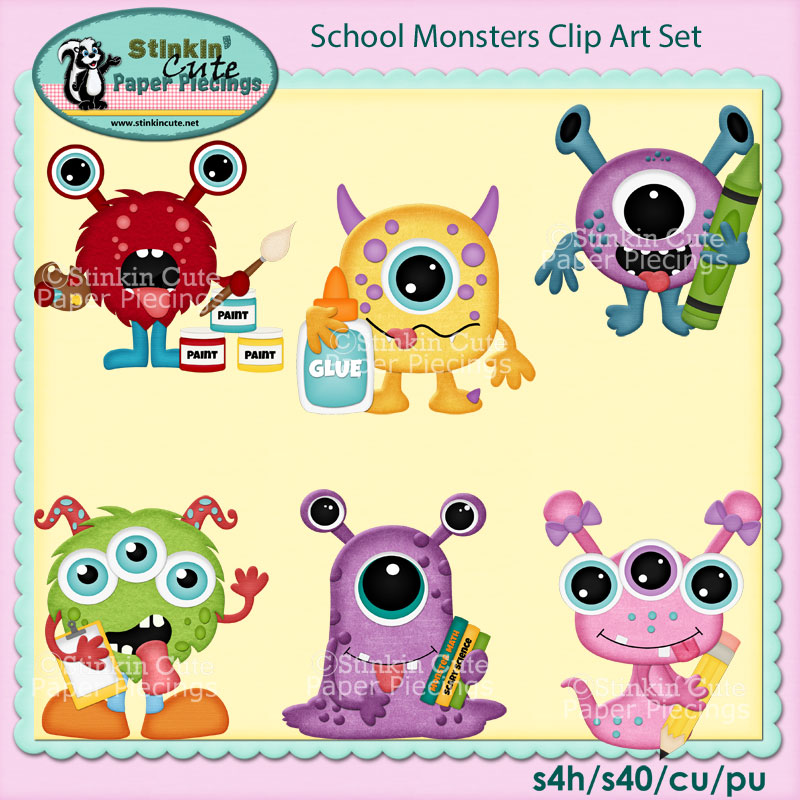 School Monsters Clip Art Set
