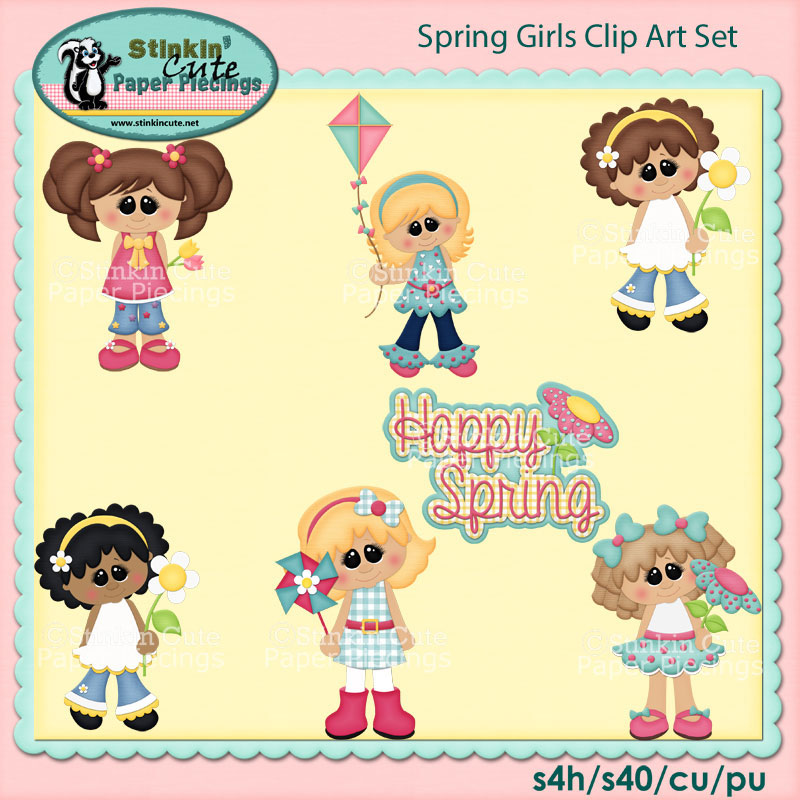 Spring Girls Clip Art Set