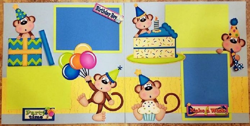 Birthday boy monkey page kit