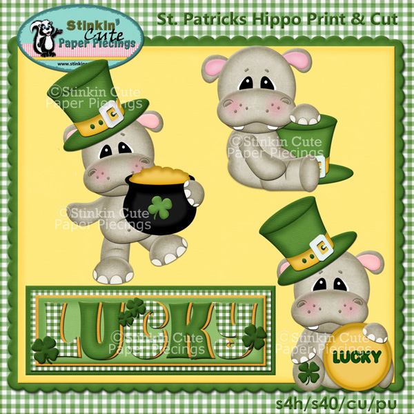 (S) St. Patricks Day Hippos Print and Cut