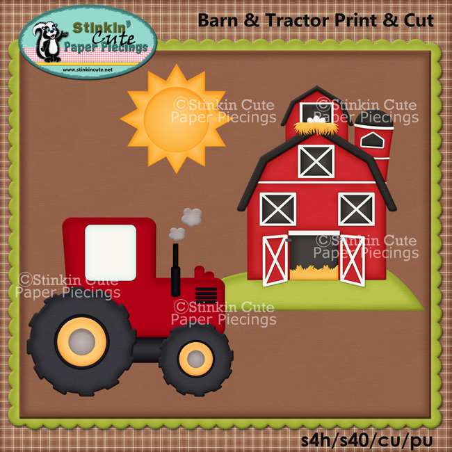 (S) Barn and Tractor Print and Cut