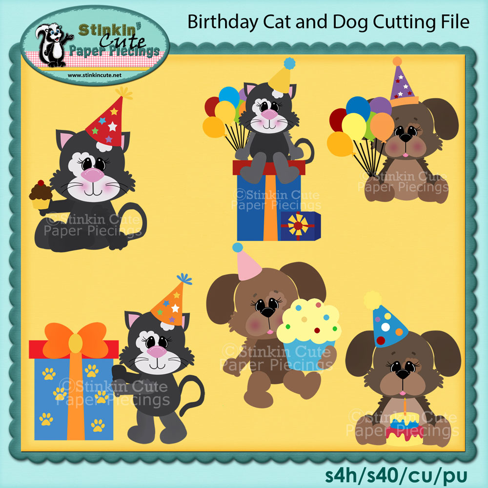 Birthday Cat and Dog Cutting File Set
