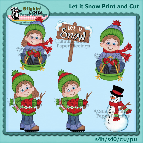 (S) Let it snow kids Print and Cut